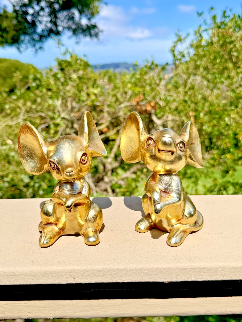 Anthony Freeman McFarlin Gold Leaf Mice Figurines MCM Japan Pair Vintage